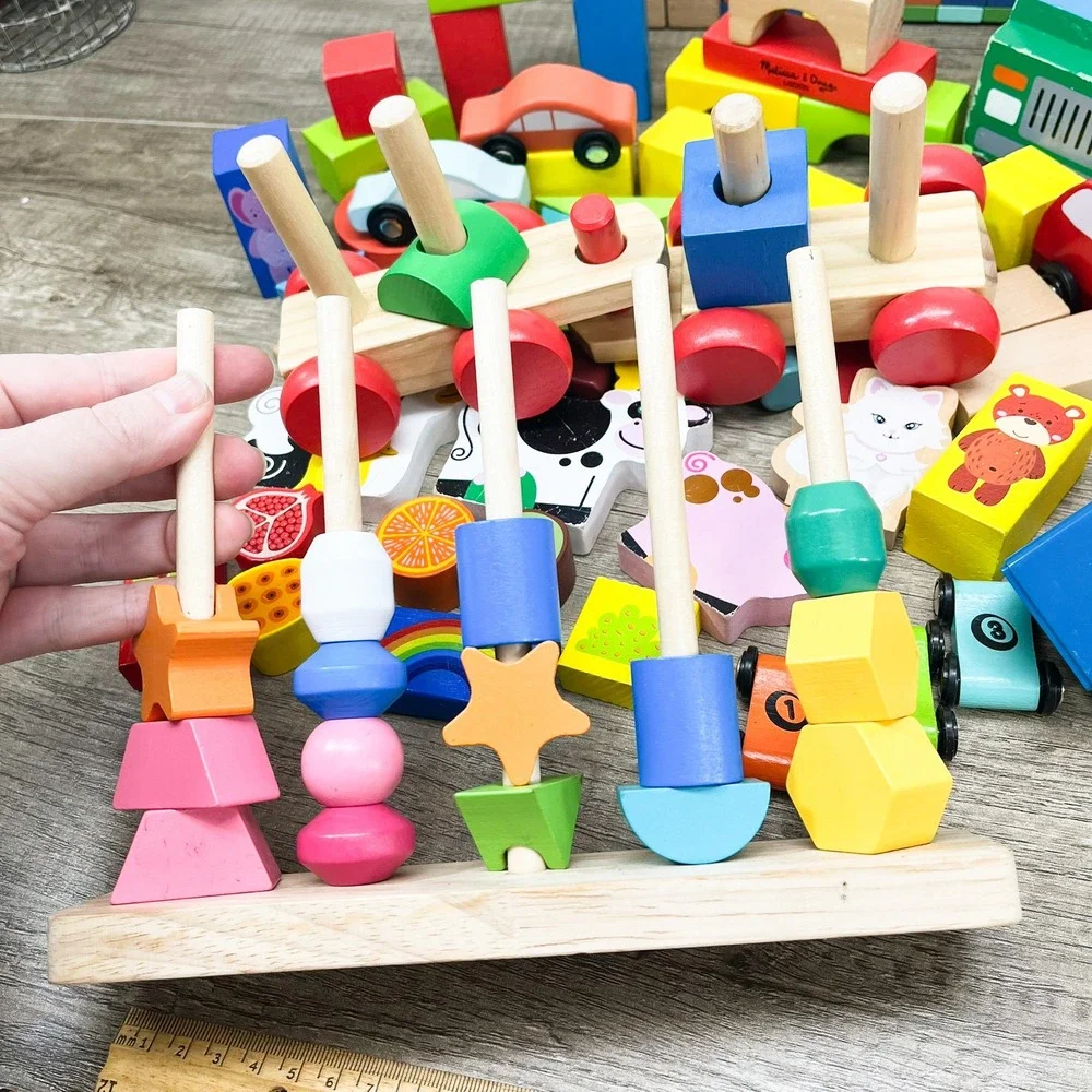 Montessori Wooden Building Blocks, Melissa and Doug Dump Truck and Wood Blocks
